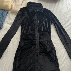 Velvet Button Down Mini Dress